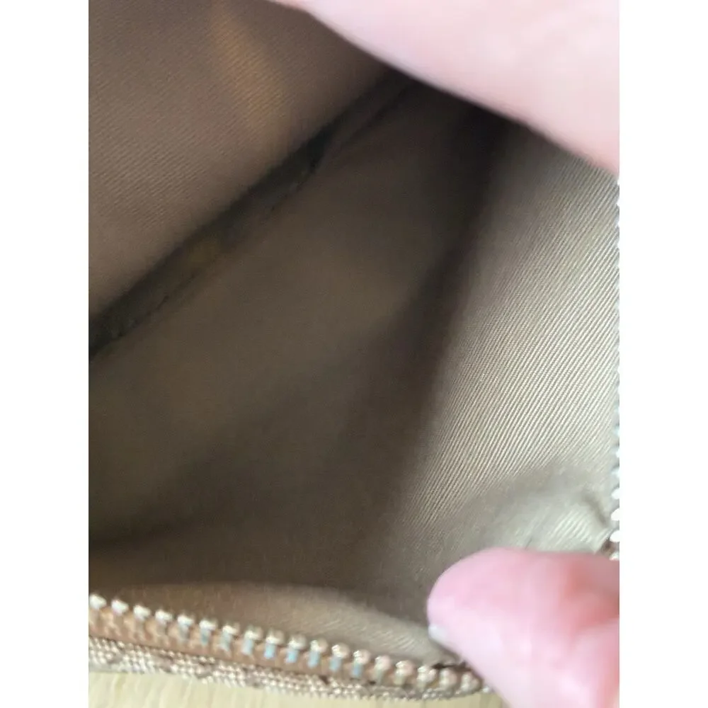 VTG Coach Signature C Mini Wristlet Clutch Pouch Brown Canvas Tan Leather Y2K